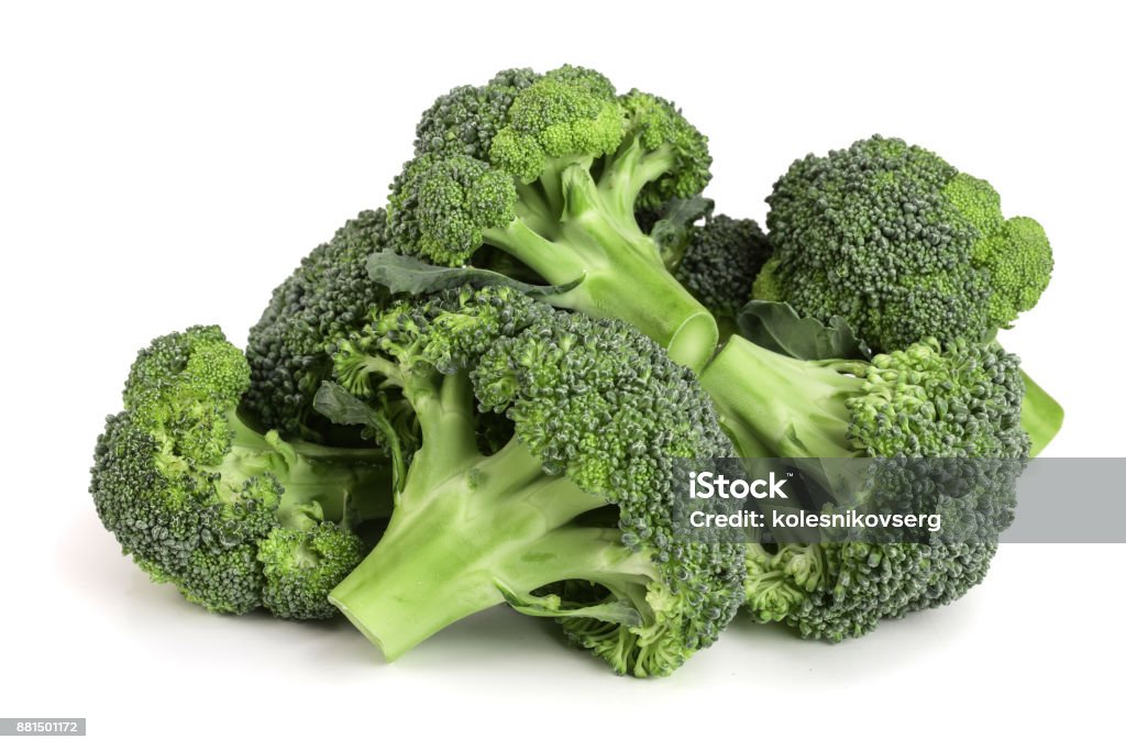 fresh broccoli isolated on white background close-up. Top view fresh broccoli isolated on white background close-up. Top view. Active Seniors Stock Photo