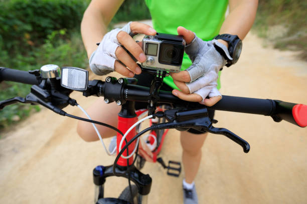 istock Action camera mounted on mountain bike 881504470