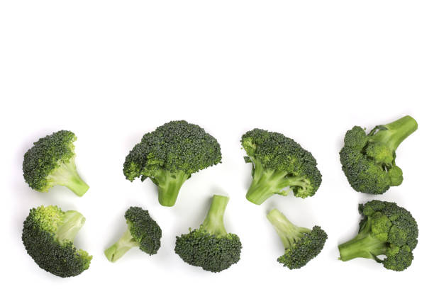istock fresh broccoli isolated on white backgroundwith copy space for your text. Top view. Flat lay pattern 881506898