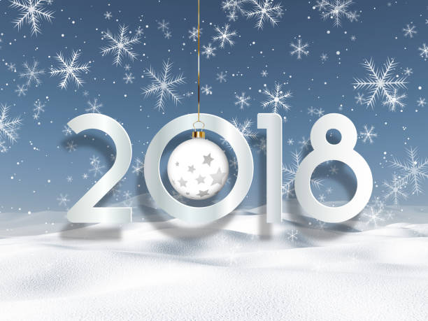istock 3D landscape with hanging numbers and bauble for the New Year 881507400
