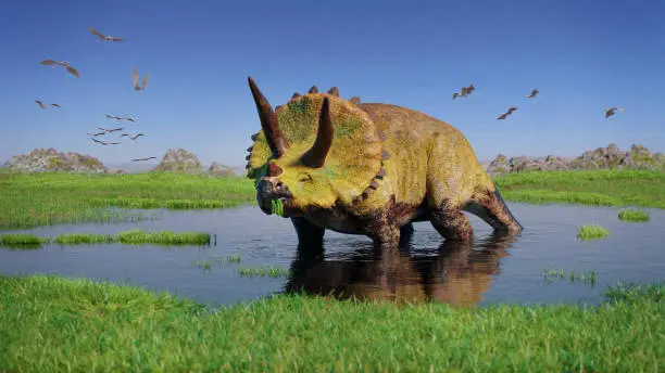 huge herbivore dinosaur in beautiful landscape