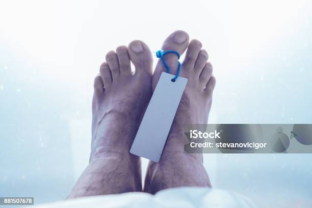 Feet Of Dead Male Person In Morgue Stock Photo - Download Image Now - Accidents and Disasters, Adult, Adults Only