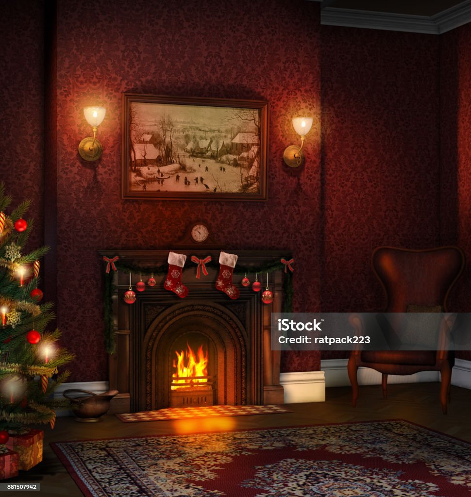 Stilvolle Weihnachten Wohnzimmer - Lizenzfrei Weihnachten Stock-Foto