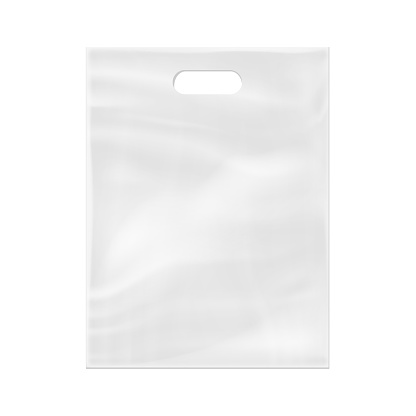 Realistic 3d plastic bag isolated on white background. Vector illustration. Eps 10.