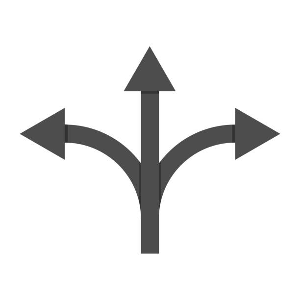 三方道路の方向の矢印ベクトル図記号。 - arrow sign direction confusion ideas点のイラスト素材／クリップアート素材／マンガ素材／アイコン素材