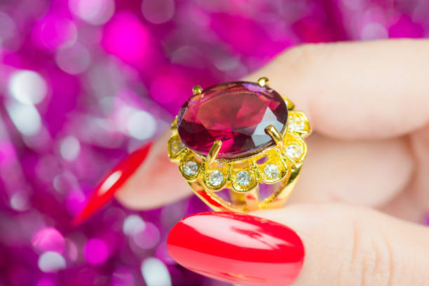 Women's hand with jewelry rings