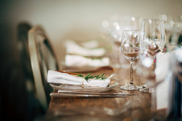 Luxury Table setting for party, Christmas, holidays and weddings.