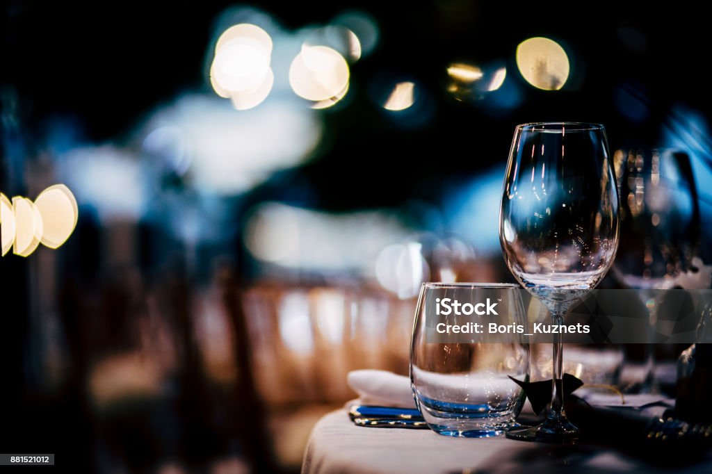 Luxury Table setting for party, Christmas, holidays and weddings. Dinner Stock Photo