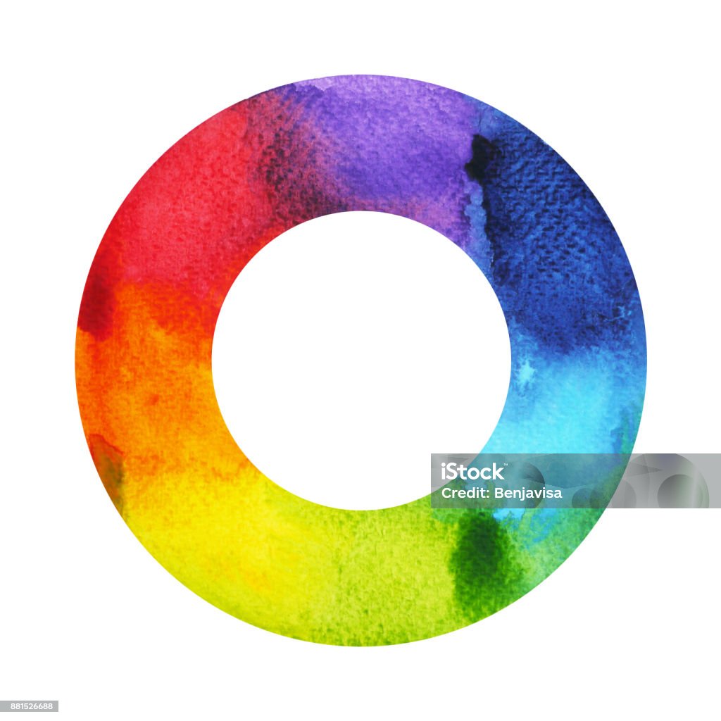 7 color of chakra symbol concept, round circle, watercolor painting hand drawn icon logo, illustration design sign Rainbow stock illustration