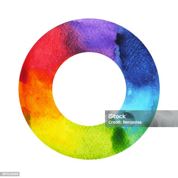 7 Color Of Chakra Symbol Concept Round Circle Watercolor Painting Hand Drawn Icon Logo Illustration Design Sign Stock Illustration - Download Image Now