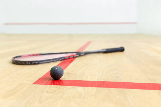 istock racquetball equipment and wall with red lines 881530710