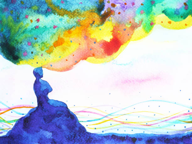 power of thinking, abstract imagination, world, universe inside your mind, watercolor painting power of thinking, abstract imagination, world, universe inside your mind, watercolor painting reiki stock illustrations