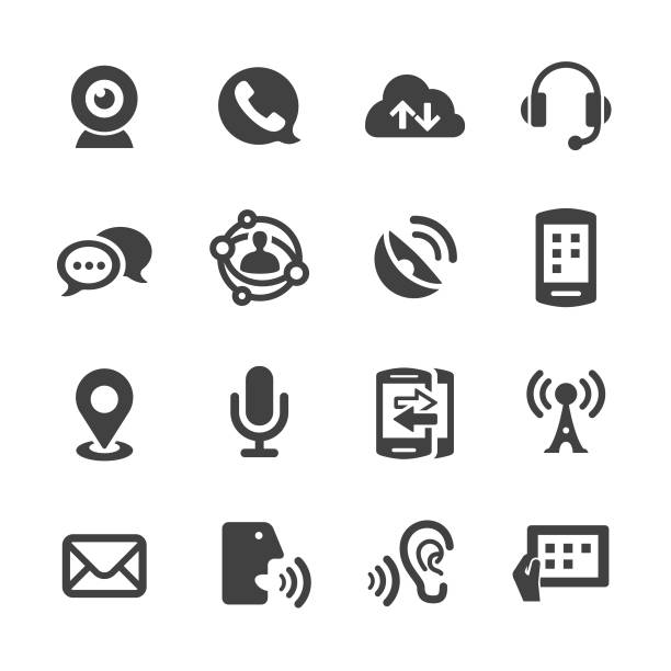 Communication Technology Icons - Acme Series Communication, Technology, The Media, telecommunications equipment stock illustrations