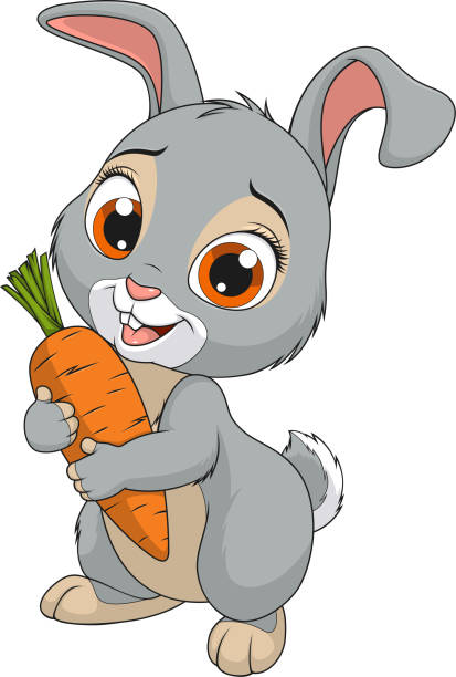 wenig lustiger bunny - rabbit humor animal cartoon stock-grafiken, -clipart, -cartoons und -symbole