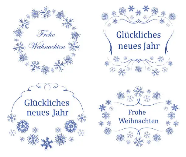 Vector illustration of decorative frames on german - vector decorations for christmas