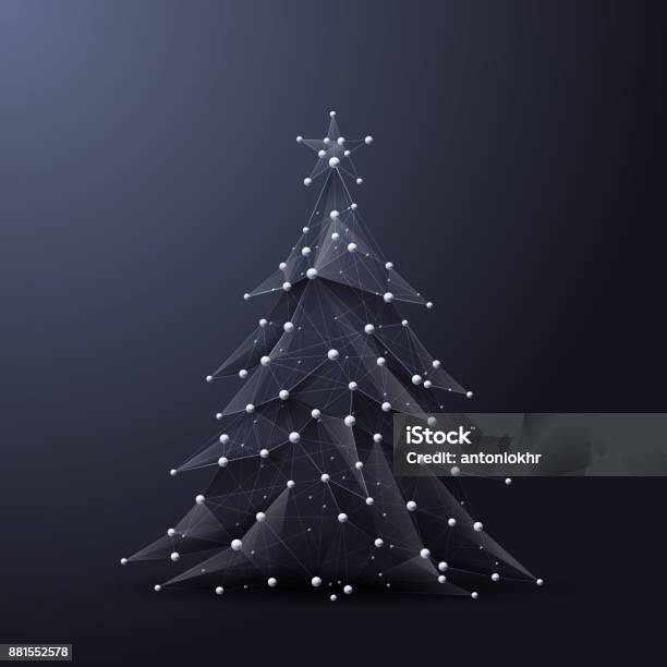 Weihnachtsbaumlowpoly Stock Vektor Art und mehr Bilder von Weihnachten - Weihnachten, Weihnachtsbaum, Gepunktet
