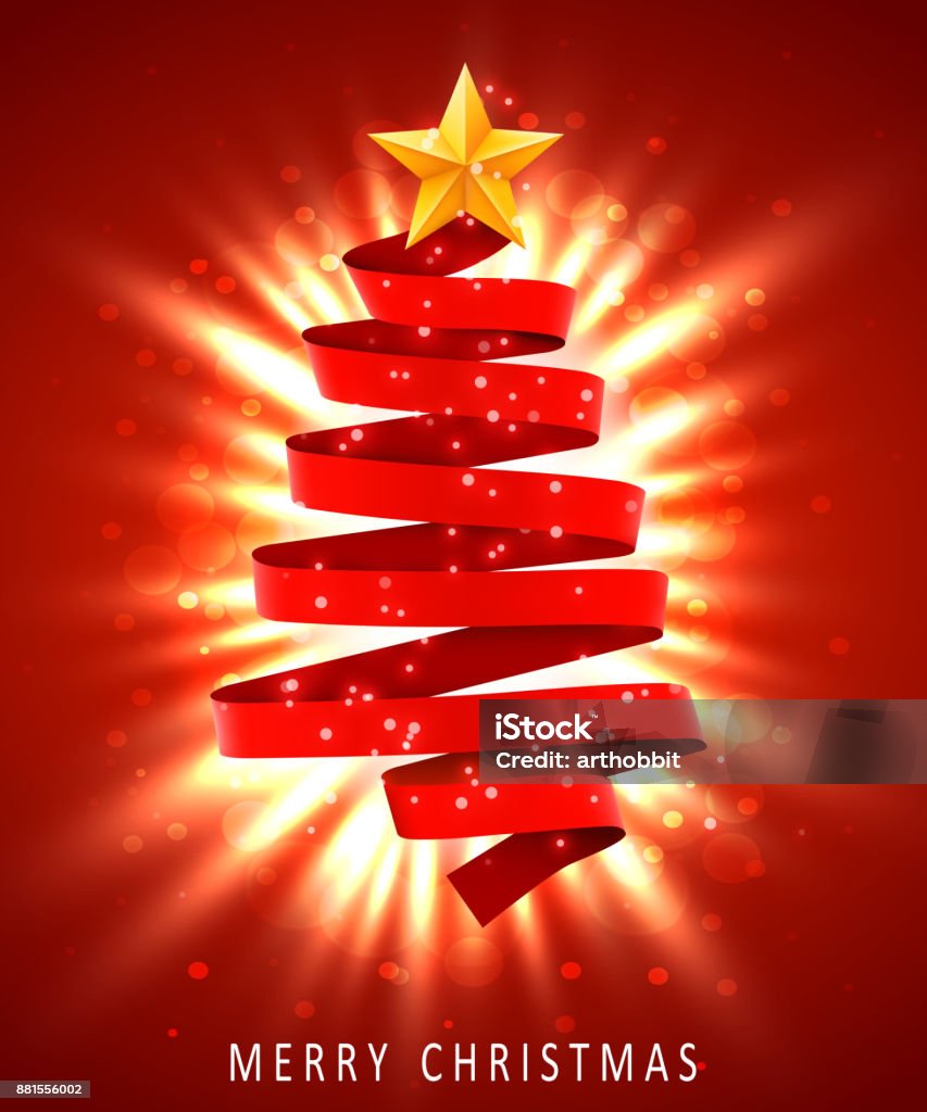 Vetores de Árvore De Natal Feita De Fita Vermelha Sobre Fundo Vermelho Ano  Novo E Natal Cartão Ou Convite Para Festa e mais imagens de Abstrato -  iStock