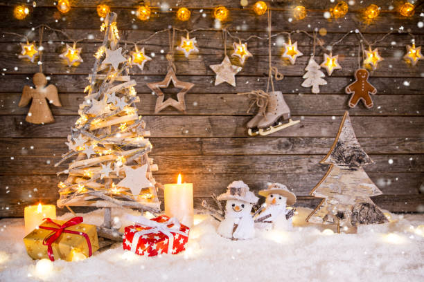 istock Christmas decoration on wooden background 881561922