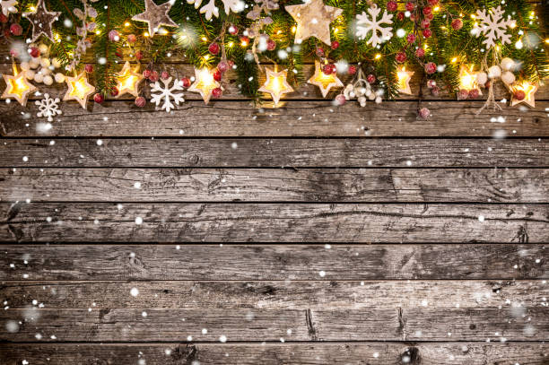 istock Christmas decoration on wooden background 881563350