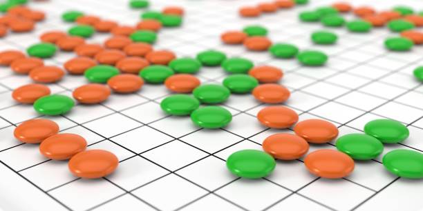 Traditional asian goban board and weiqi go game. colored pins version