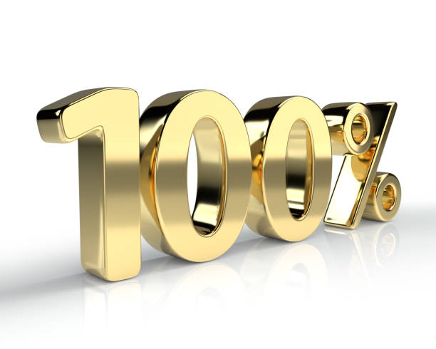 istock 100 percent golden symbol isolated on white background 881566574