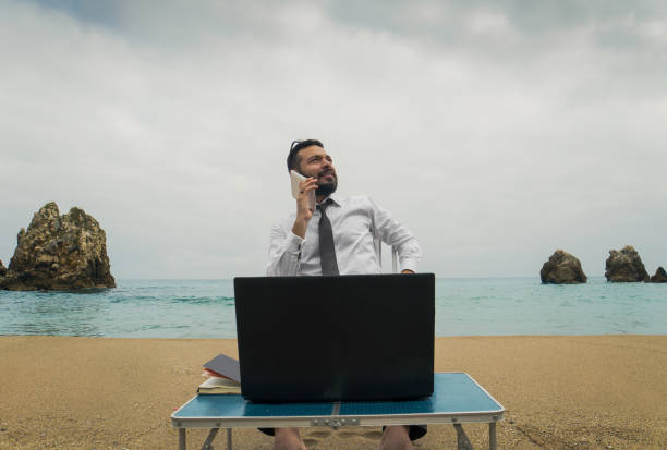 Businessman on the Beach - Work Follow
