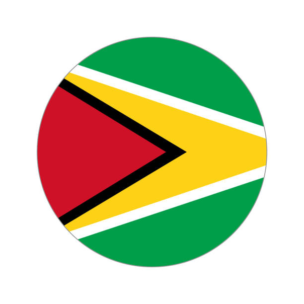 kreisförmige welt flag - flag of guyana stock-grafiken, -clipart, -cartoons und -symbole