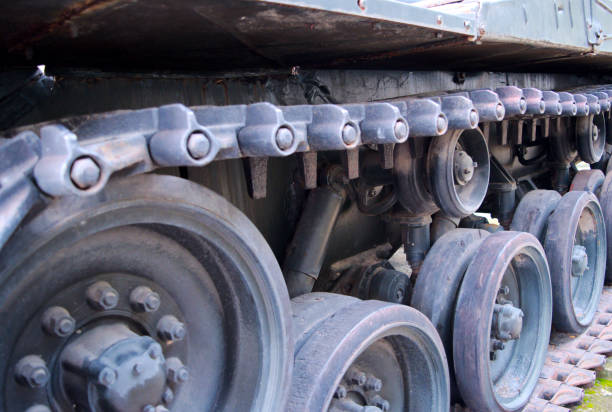 istock Tracks of a tank 881572252