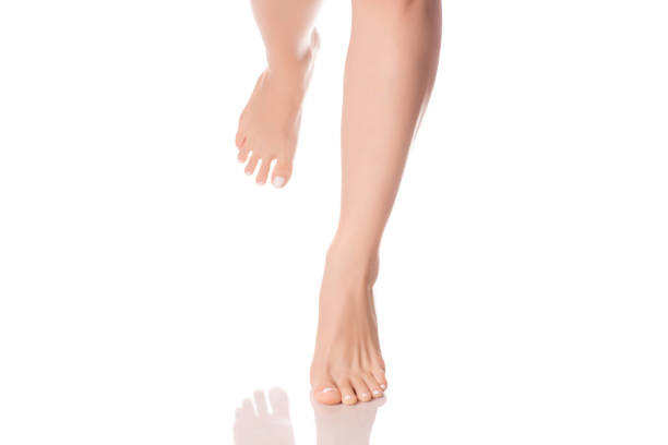 Female feet heel beauty medecine on a white background isolation