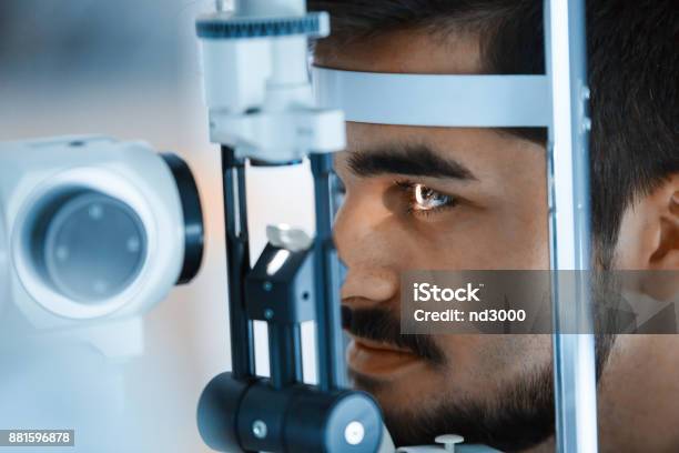Ophthalmology Concept Patient Eye Vision Examination In Ophthalmological Clinic Stock Photo - Download Image Now