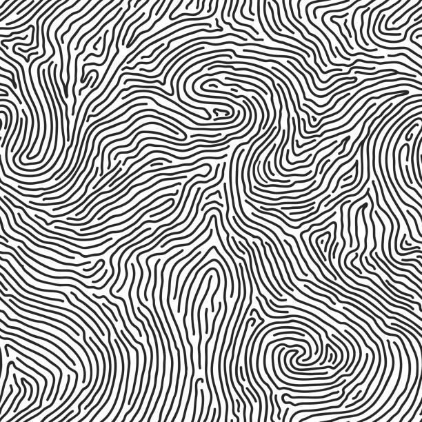 odcisk palca bez szwu tła na kwadratowym kształcie. - fingerprint thumbprint human finger track stock illustrations