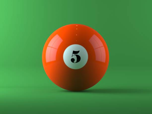 Orange Billiard Ball On Green Background