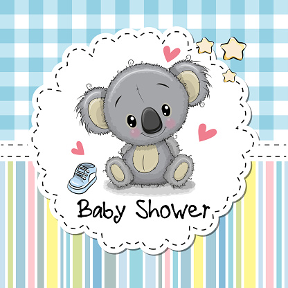 Baby Shower Greeting Card with cute Cartoon Koala boy