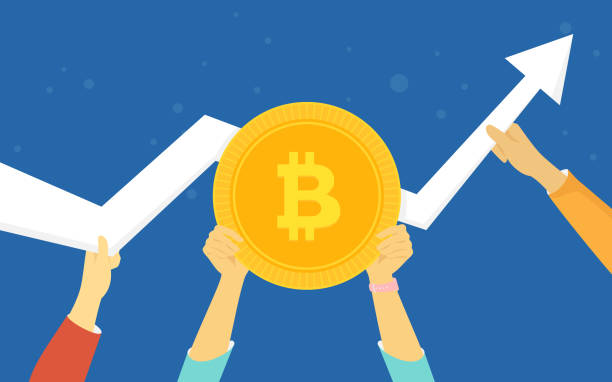 istock Bitcoin golden symbol concept vector illustration of people funding 881619928