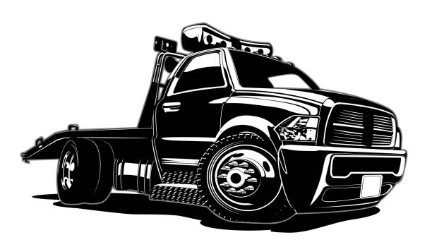 말풍선이 있는 견인하다 배달차 - tow truck towing car truck stock illustrations