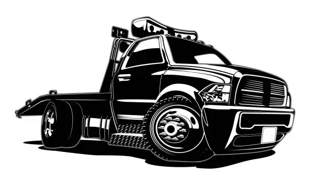 Vector illustration of Cartoon tow truck