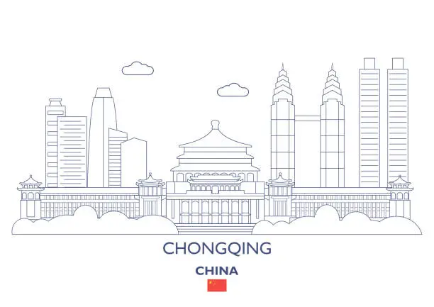 Vector illustration of Chongqing City Skyline, China