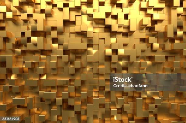 Squared Pattern Abstract Stock Photo - Download Image Now - Gold - Metal, Gold Colored, Backgrounds
