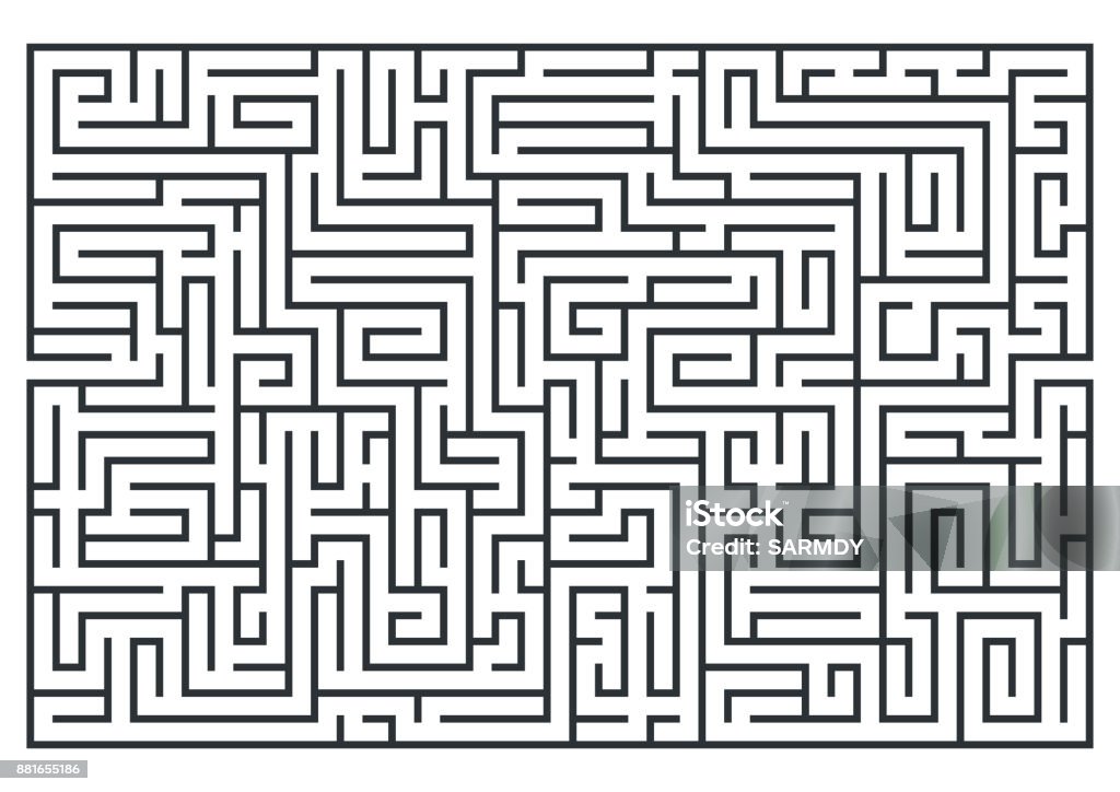 illustration of maze, labrinth. Isolated on white background. Medium difficulty. Maze stock vector