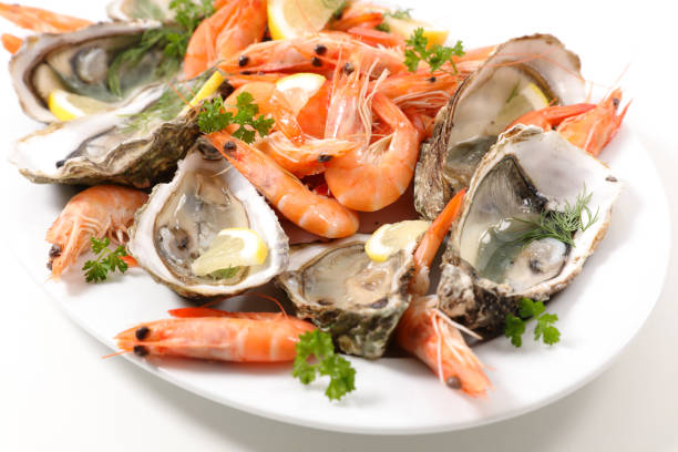 istock close up on seafood platter 881655288