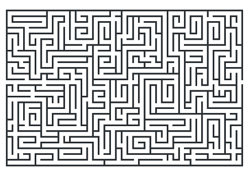 illustration of maze, labrinth. Isolated on white background. Medium difficulty.