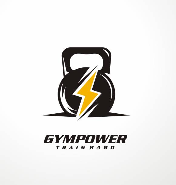 ilustraciones, imágenes clip art, dibujos animados e iconos de stock de gimnasio power insignia de diseño idea - sports and fitness flash