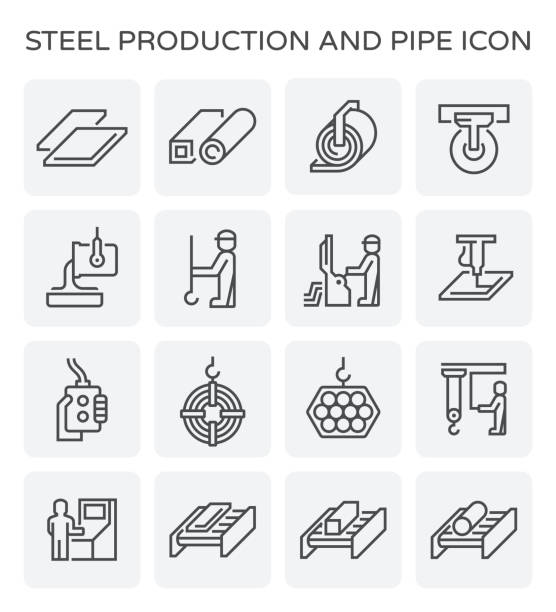 illustrations, cliparts, dessins animés et icônes de icône de la production d’acier - fonderie