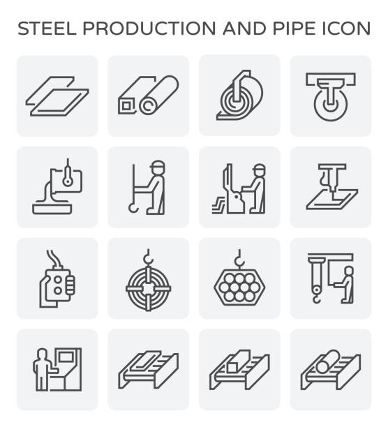 ikona produkcji stali - przemysł metalurgiczny stock illustrations