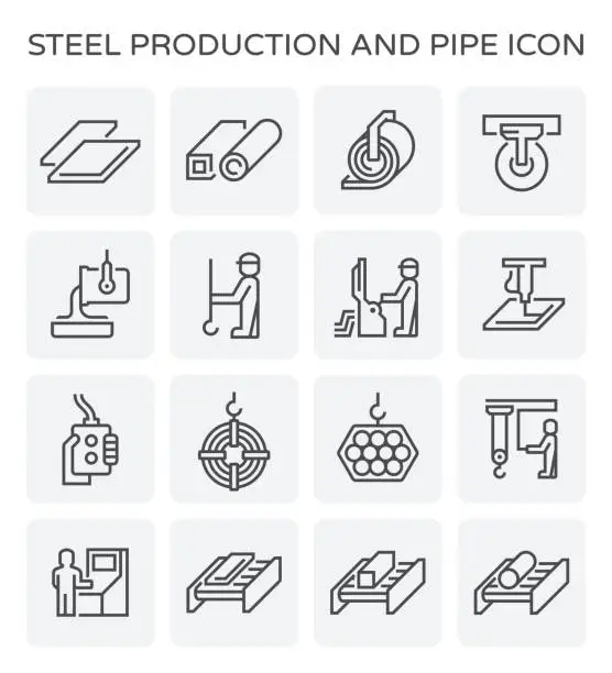 Vector illustration of steel production icon