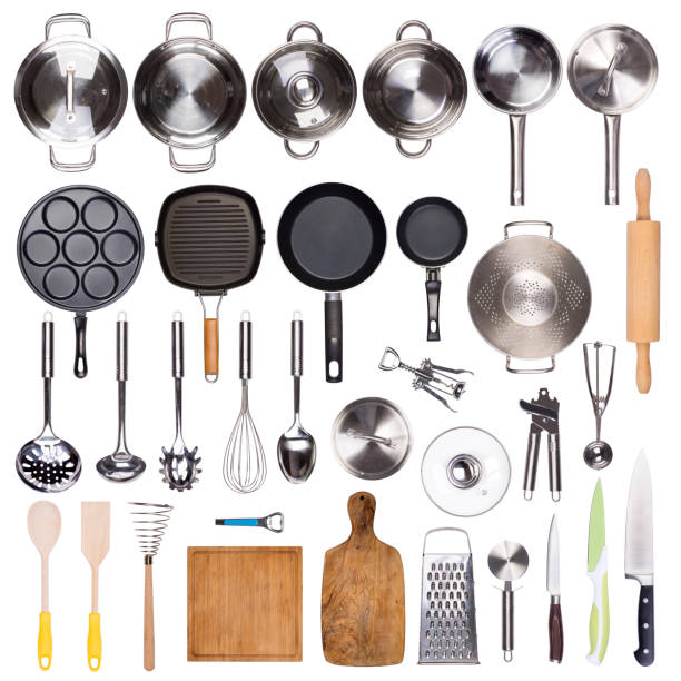 кухонная утварь изолирована на белом фоне - kitchen utensil стоковые фото и изображения
