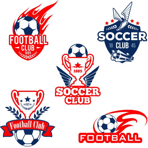 Vector illustration of Football sport club, soccer game competition badge