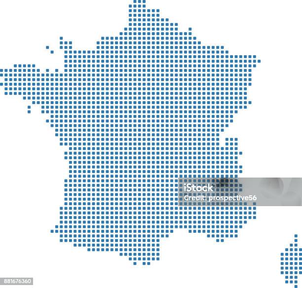 France Dotted Map France Map Dots Highly Detailed Pixelated France Map Vector Outline Illustration In Blue Background Stock Illustration - Download Image Now