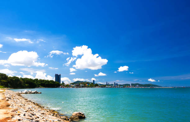 istock Building with sea beach background , holiday or relax in summer concept. 881676452