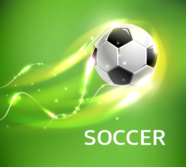 płonąca piłka nożna lub piłka nożna leci z ogniem - fire soccer backgrounds design element stock illustrations